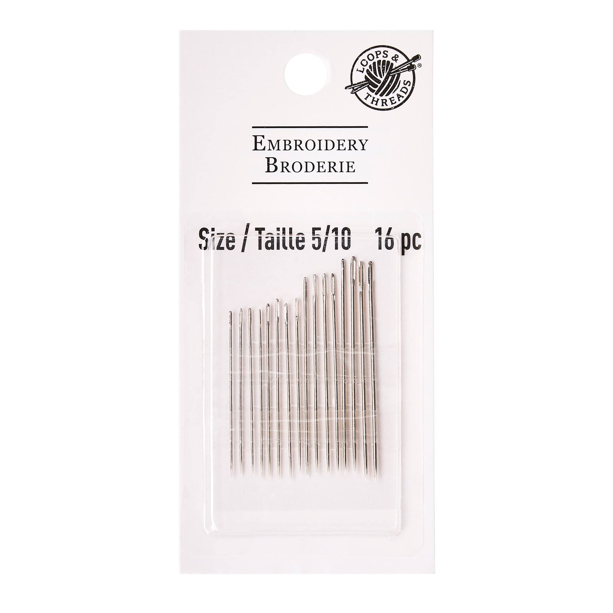 18 Packs: 16 ct. (288 total) 5/10 Embroidery Needles by Loops & Threads™